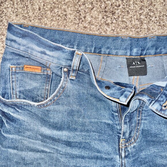 Armani Exchange Men's Blue Denim Jean Shorts Cutoff Size 32 - Picture 3 of 8